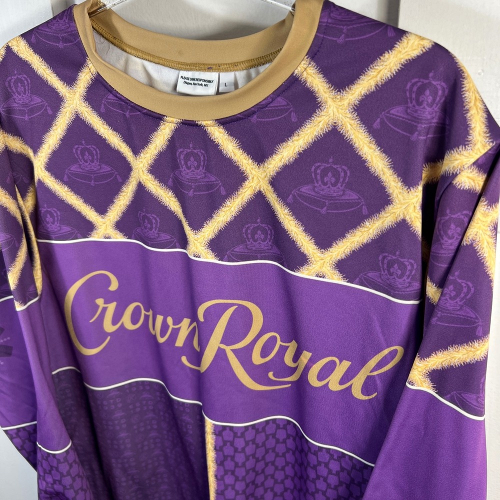 Crown Royal Purple Gold Sublimated Graphic Crewneck Sweatshirt Mens Large
